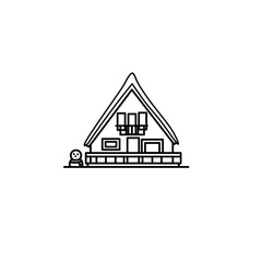 illustration vector graphic of winter house line art perfect for logos, icons, designs, posters, flyers, advertisements, and drawing books 