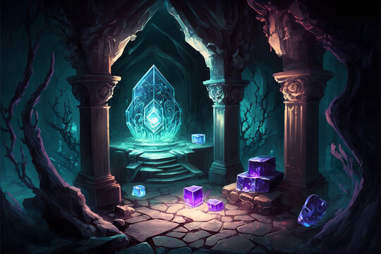 Crystal Temple Background Point and Click Game Art