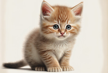 Fototapeta na wymiar Cute kitten isolated on a white backdrop. Generative AI