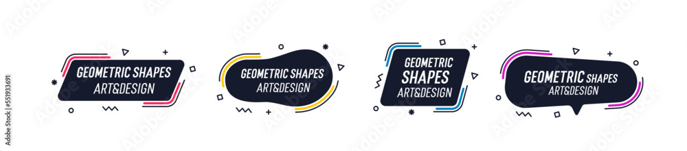 Aufkleber Set of modern organic shapes. Fluid vector trendy elements. Template graphics with geometric speech bubbles and banners with frames to put your own text