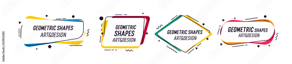 Fototapete set of modern organic shapes. fluid vector trendy elements. template graphics with geometric speech 