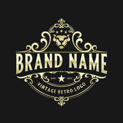 
luxury logo design with ornamental decorative elements for cafe, hotel, jewelry, beauty, salon and others.