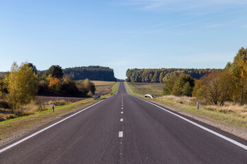 A straight highway without cars