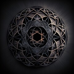 Naklejka premium Oriental Arabic round ornament. Oriental decor. AI