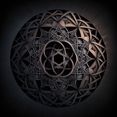 Naklejka premium Oriental Arabic round ornament. Oriental decor. AI