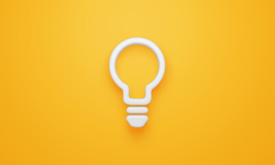 Minimal bulb symbol on yellow background. 3d rendering.