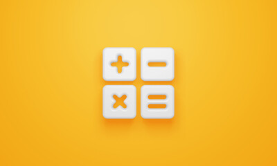 Fototapeta na wymiar Minimal calculator symbol on yellow background. 3d rendering.
