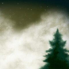 Lonely chistmas tree at night with copy space generative ai illustration