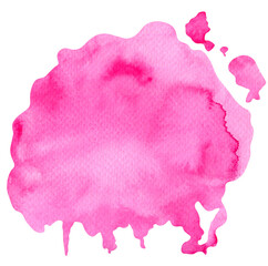 Hand painting abstract watercolor splashes isolated on white background. Trendy pink magenta and yellow color of the year.