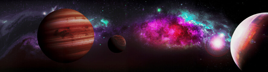 Fototapeta na wymiar Universe background with Planets, Galaxies and Stars created with Generative AI 