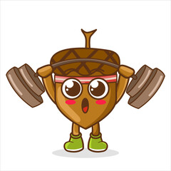 acorn weight training illustration. character vector