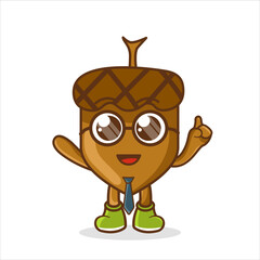 acorn mascot businessman on white background.