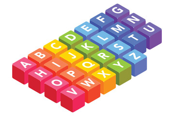 3d Montessori education. back to school. Alphabetic. 
 vector