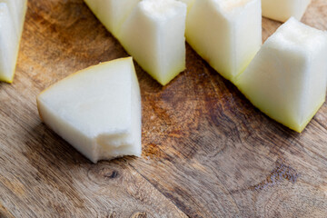Sliced ripe melon , close up