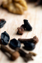 Dried clove spices on the board
