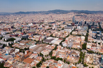 Fototapeta premium Aerial view of Barcelona cityscape with a modern apartment buildings, Spain