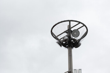 Lighting fixtures installed in a large Japanese parking lot