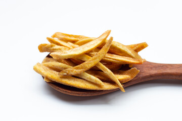 Crispy banana sticks. Fruit snack