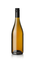 White wine bottle, isolated on transparent background.