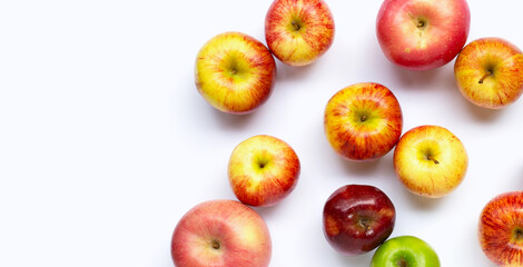 Apples on white. Copy space