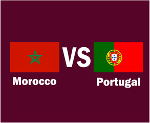 Morocco Vs Portugal Flag Emblem With Names Symbol Design Europe And Africa football Final Vector European And African Countries Football Teams Illustration