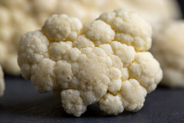 Cauliflower close up during cooking, fresh raw cauliflower