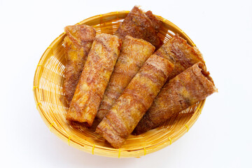 Sun dried banana roll snacks