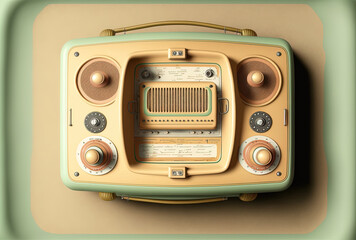 Fototapeta premium Top view of a radio in the air. Generative AI