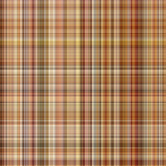 Woodland brown tartan seamless pattern textile. Tonal autumnal forest plaid with organic texture. Background of orange stripe for rough wallpaper. 