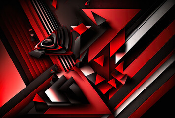 of abstract geometric red and black backdrop. Generative AI