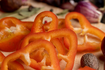 Hot red pepper on the board