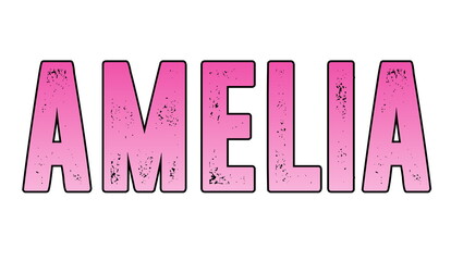 Pink name Amelia on white