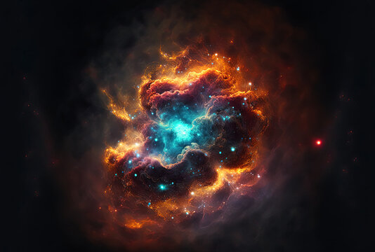 Illustration of a space nebula for use in scientific, research, and educational applications. Generative AI