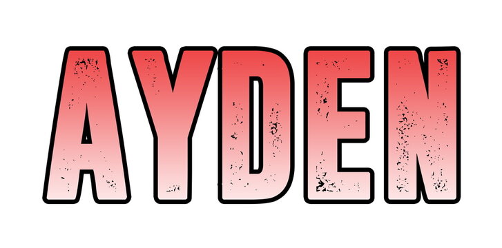 Pink name Ayden on white