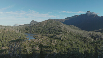 a summer morning view of lake cyane at the labyrinth in tasmania