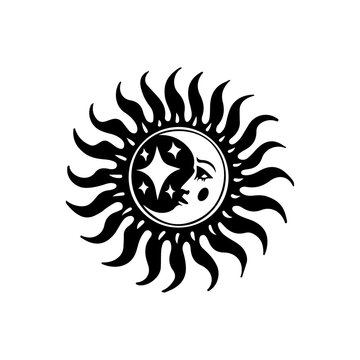 vector illustration of sun symbol with moon
