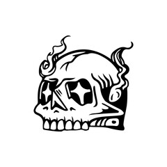 vector illustration of a skull with smoke