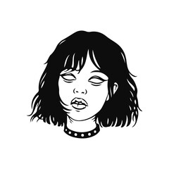 vector illustration of short haired girl