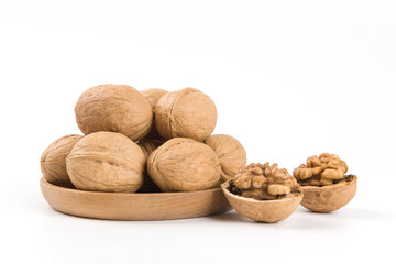Walnut Nuts isolated on white background.