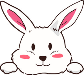 Obraz premium White Rabbit Bunny with Pink Scarf Winter Illustration