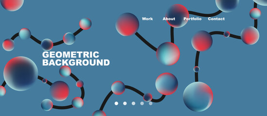 Network concept, line points connections geometric landing page background.