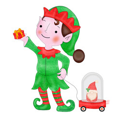 Naklejka premium Christmas Watercolor Clipart