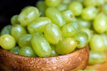 Fresh sweet green grapes, close up