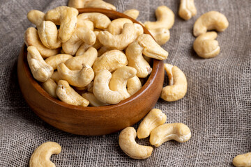 scattered pile of cashew nuts