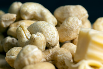 fresh cashew nuts on the table