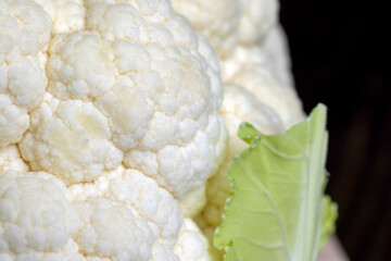 Cauliflower close up during cooking, fresh raw cauliflower