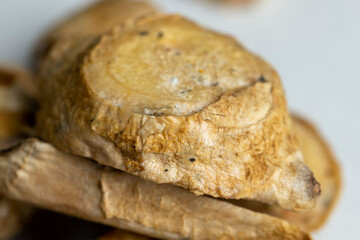 Spoiled and covered with mold sliced ginger