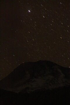 Volcano eruption on a starry night at Nevados de Chillan Chile