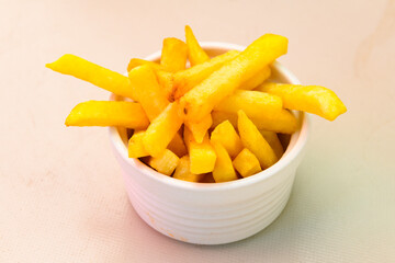 French fries Snack food crispy potato . Fast food or  snacks concept. Patates cips.