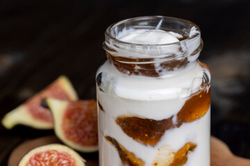 Yogurt made from milk with figs